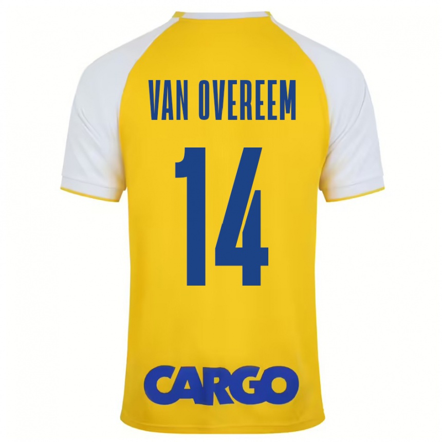 Niño Fútbol Camiseta Joris Van Overeem #14 Amarillo Blanco 1ª Equipación 2024/25 México