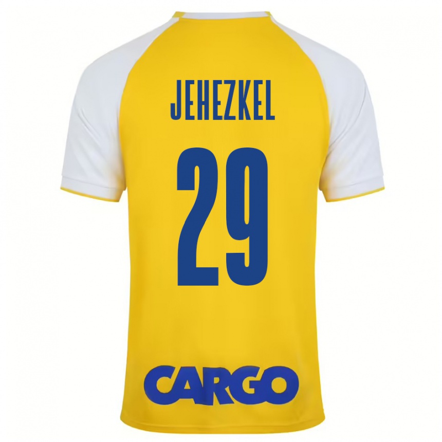 Niño Fútbol Camiseta Sagiv Jehezkel #29 Amarillo Blanco 1ª Equipación 2024/25 México