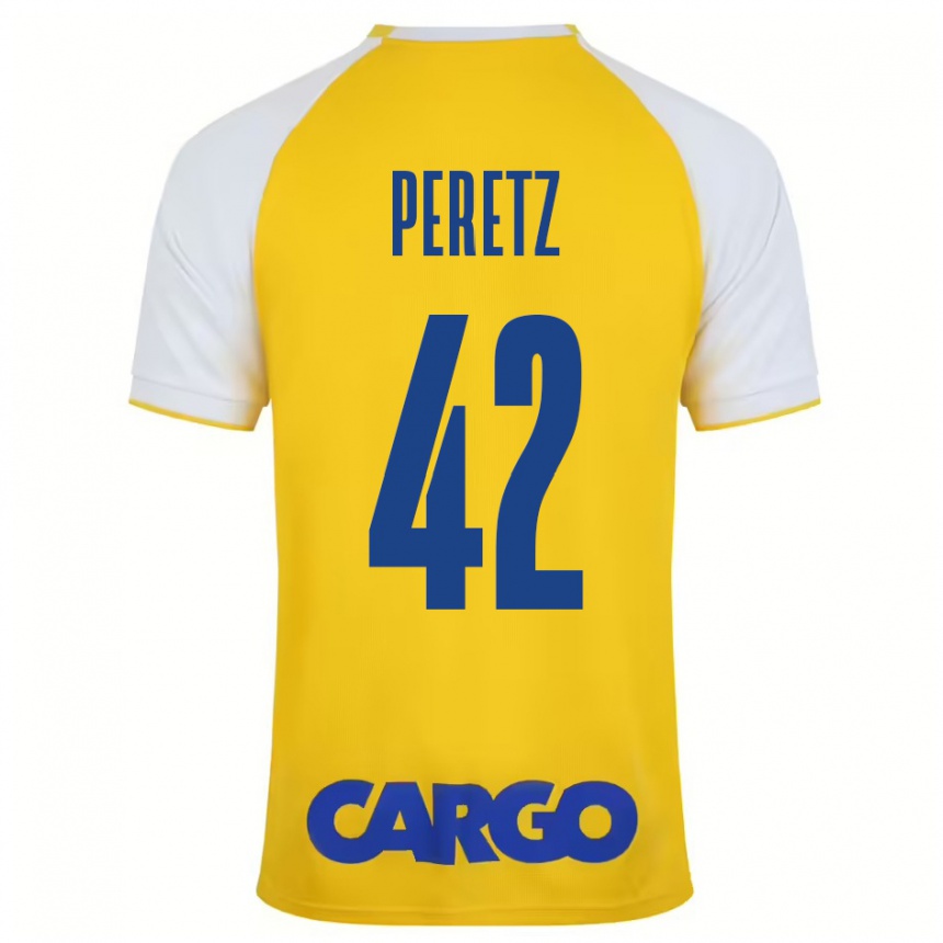 Niño Fútbol Camiseta Dor Peretz #42 Amarillo Blanco 1ª Equipación 2024/25 México