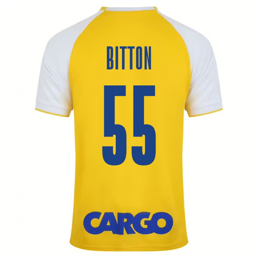 Niño Fútbol Camiseta Nir Bitton #55 Amarillo Blanco 1ª Equipación 2024/25 México