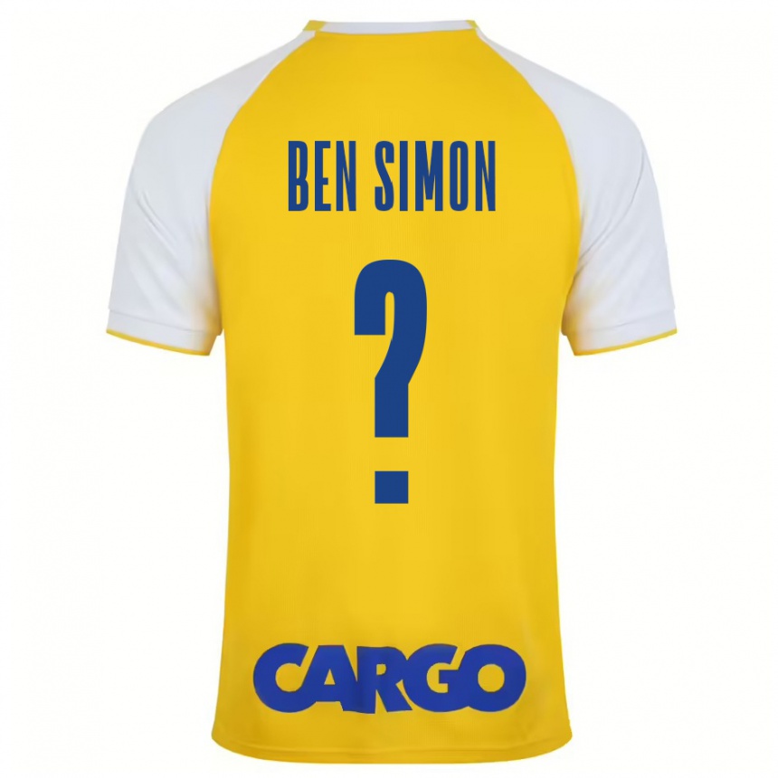 Niño Fútbol Camiseta Ilay Ben Simon #0 Amarillo Blanco 1ª Equipación 2024/25 México