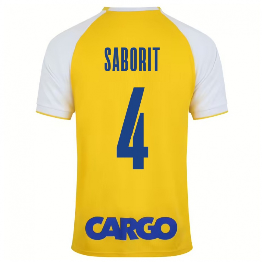 Niño Fútbol Camiseta Enric Saborit #4 Amarillo Blanco 1ª Equipación 2024/25 México