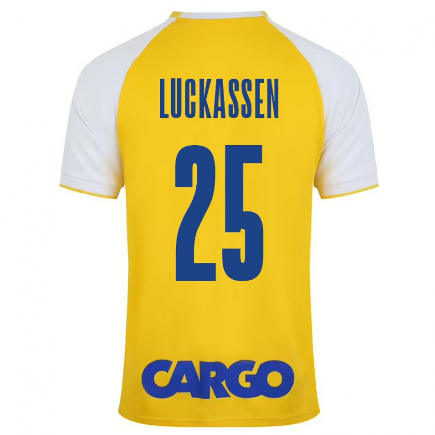 Niño Fútbol Camiseta Derrick Luckassen #25 Amarillo Blanco 1ª Equipación 2024/25 México