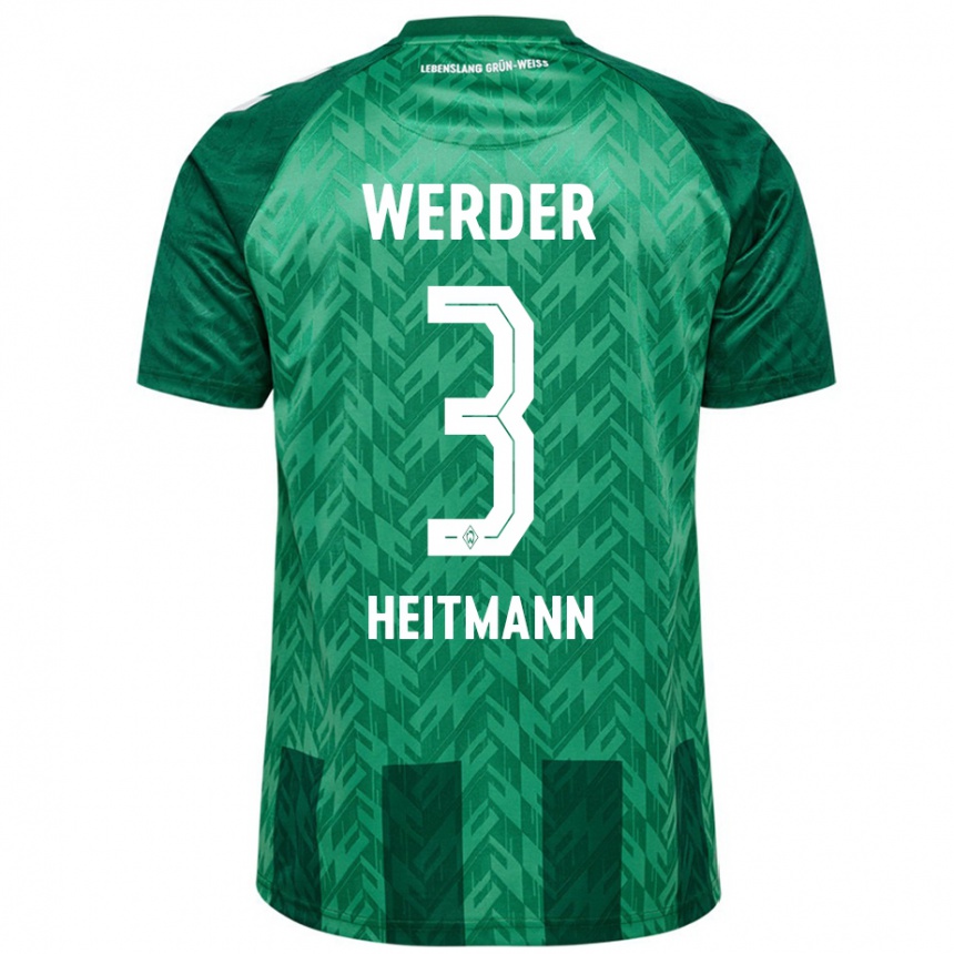 Niño Fútbol Camiseta Mats Heitmann #3 Verde 1ª Equipación 2024/25 México