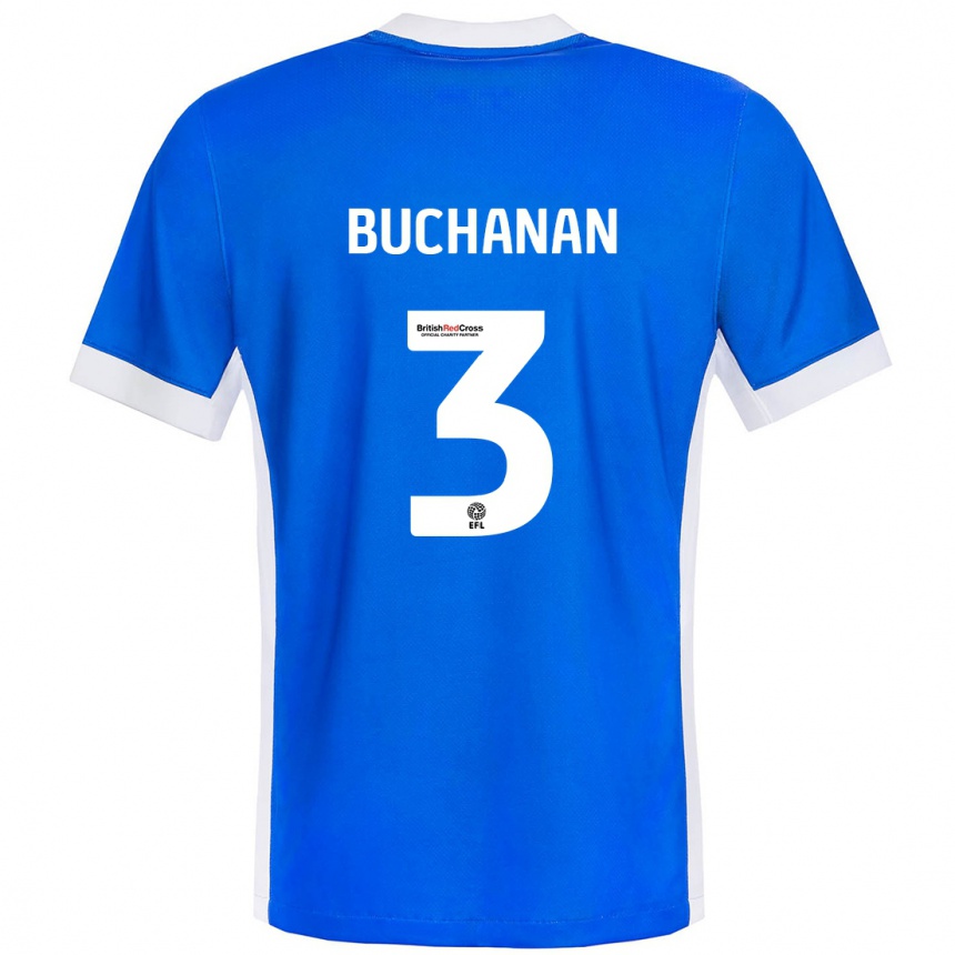 Niño Fútbol Camiseta Lee Buchanan #3 Azul Blanco 1ª Equipación 2024/25 México