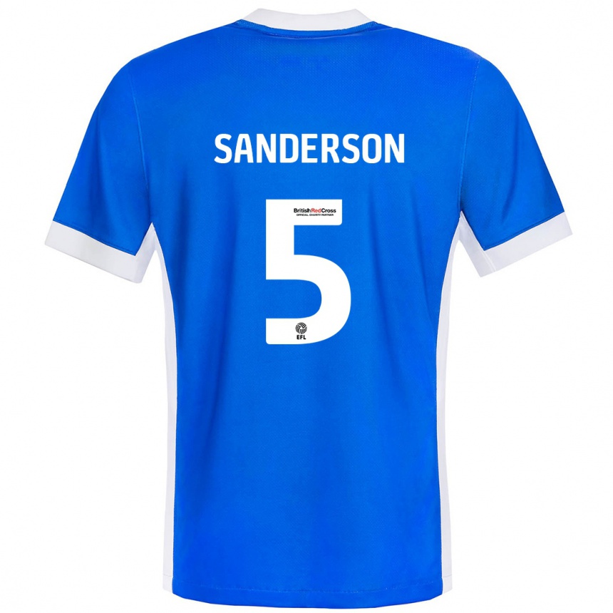 Niño Fútbol Camiseta Dion Sanderson #5 Azul Blanco 1ª Equipación 2024/25 México