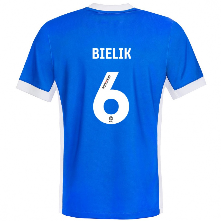 Niño Fútbol Camiseta Krystian Bielik #6 Azul Blanco 1ª Equipación 2024/25 México