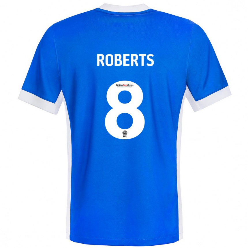 Niño Fútbol Camiseta Tyler Roberts #8 Azul Blanco 1ª Equipación 2024/25 México