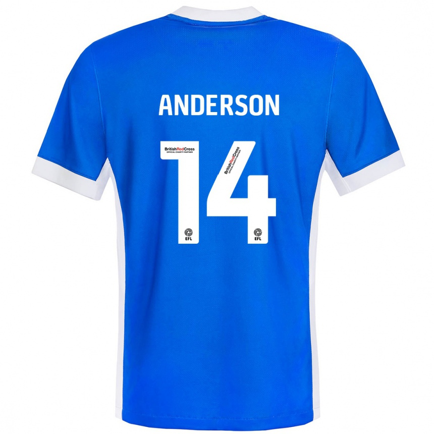 Niño Fútbol Camiseta Keshi Anderson #14 Azul Blanco 1ª Equipación 2024/25 México