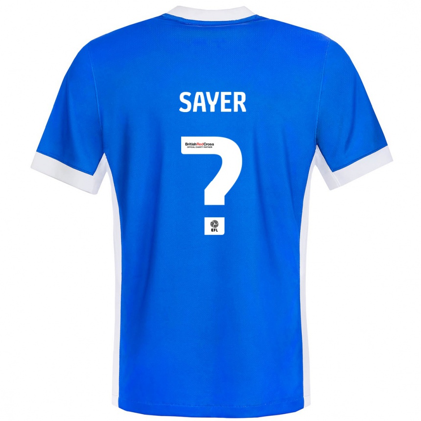 Niño Fútbol Camiseta Olly Sayer #0 Azul Blanco 1ª Equipación 2024/25 México