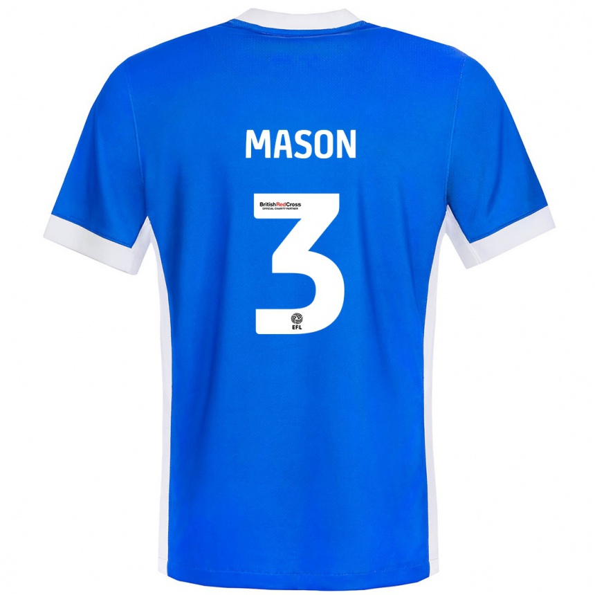 Niño Fútbol Camiseta Ellie Mason #3 Azul Blanco 1ª Equipación 2024/25 México