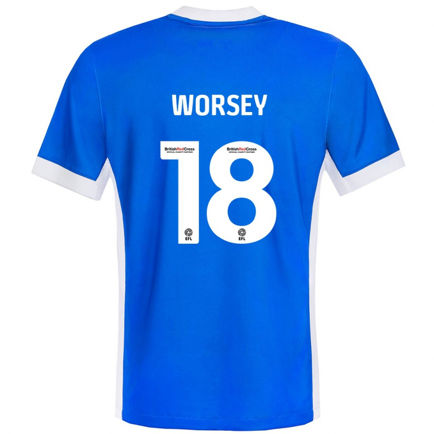 Niño Fútbol Camiseta Louanne Worsey #18 Azul Blanco 1ª Equipación 2024/25 México