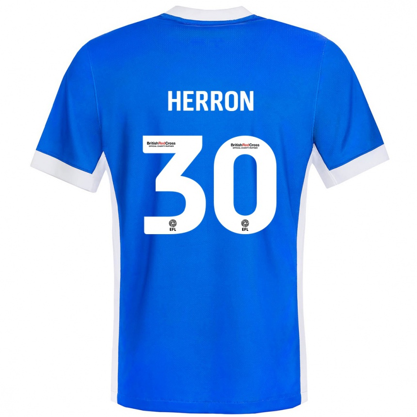 Niño Fútbol Camiseta Neve Herron #30 Azul Blanco 1ª Equipación 2024/25 México