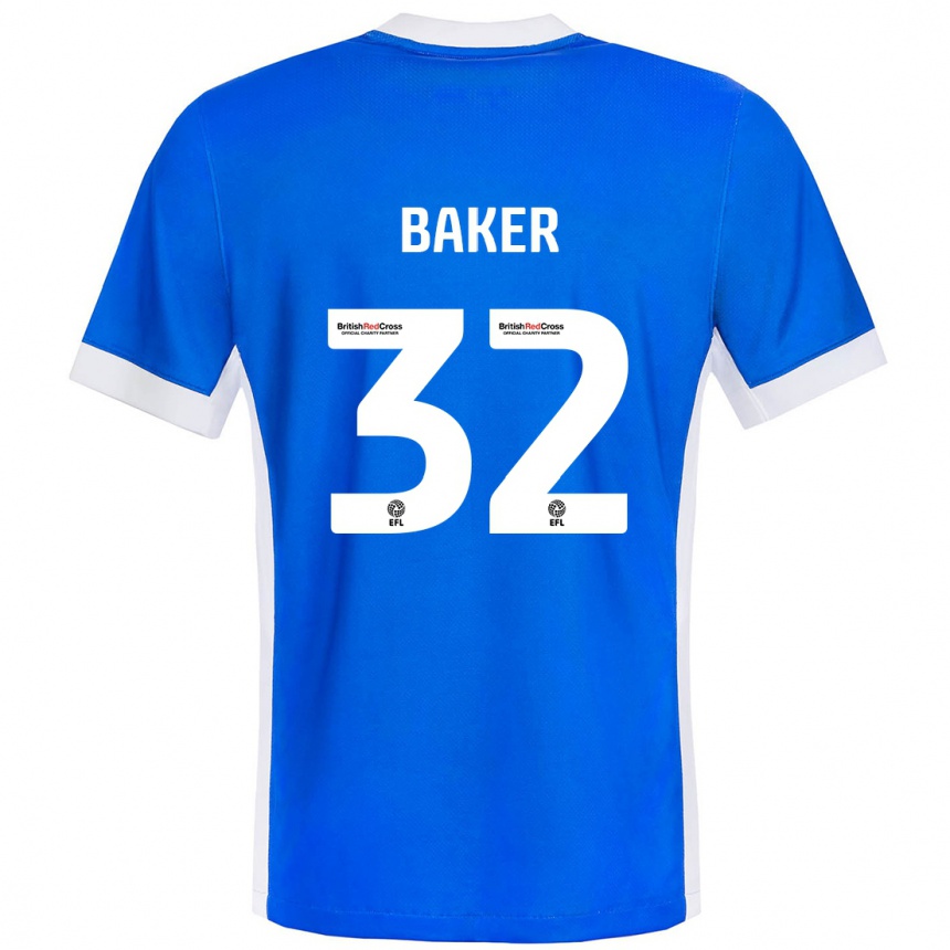 Niño Fútbol Camiseta Ava Baker #32 Azul Blanco 1ª Equipación 2024/25 México