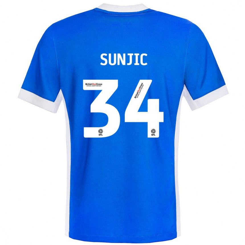 Niño Fútbol Camiseta Ivan Sunjic #34 Azul Blanco 1ª Equipación 2024/25 México