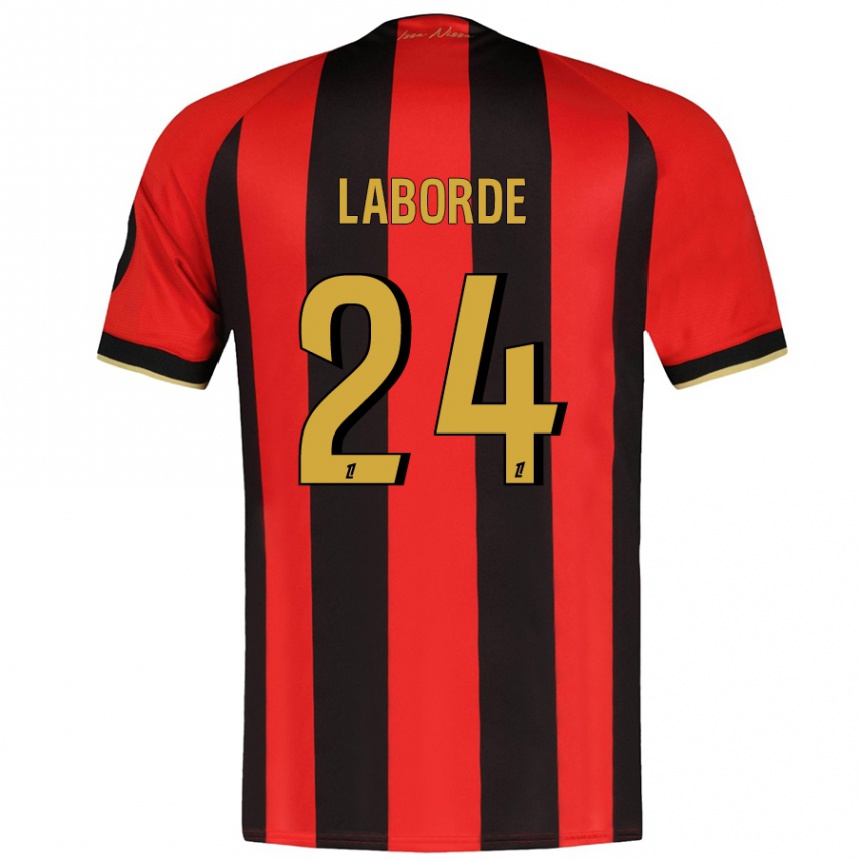 Niño Fútbol Camiseta Gaëtan Laborde #24 Rojo Negro 1ª Equipación 2024/25 México