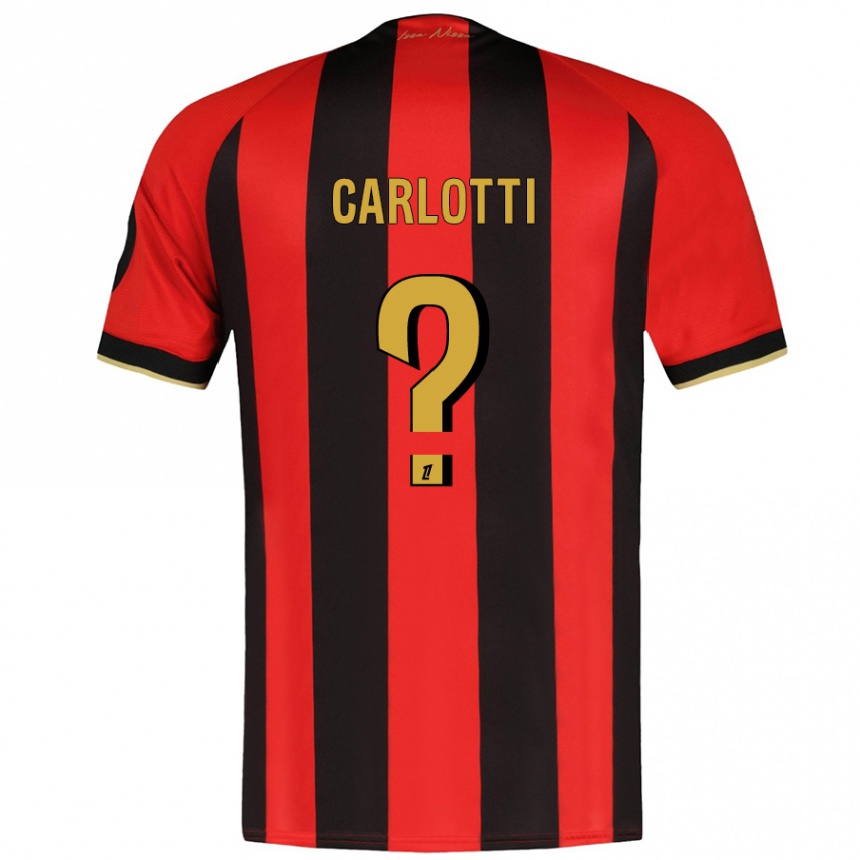 Niño Fútbol Camiseta Mathis Carlotti #0 Rojo Negro 1ª Equipación 2024/25 México