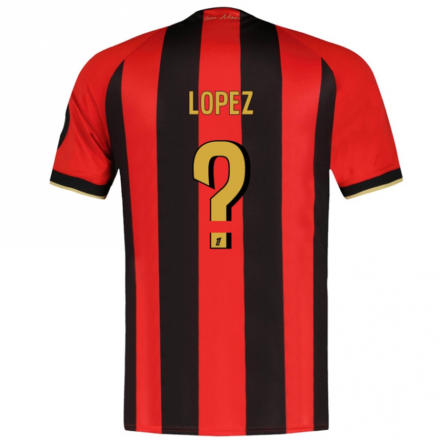 Niño Fútbol Camiseta Kylian Lopez #0 Rojo Negro 1ª Equipación 2024/25 México