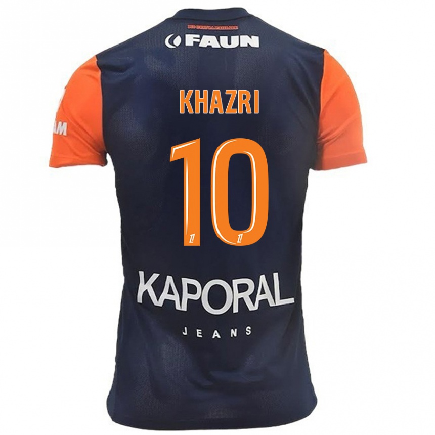 Niño Fútbol Camiseta Wahbi Khazri #10 Azul Marino Naranja 1ª Equipación 2024/25 México