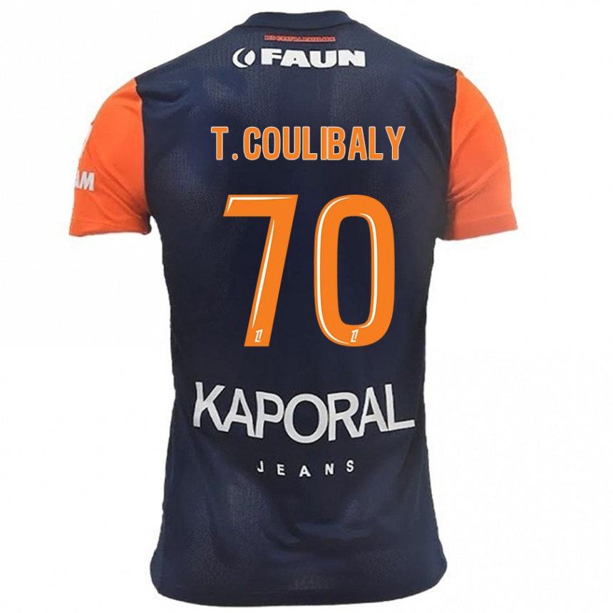 Niño Fútbol Camiseta Tanguy Coulibaly #70 Azul Marino Naranja 1ª Equipación 2024/25 México