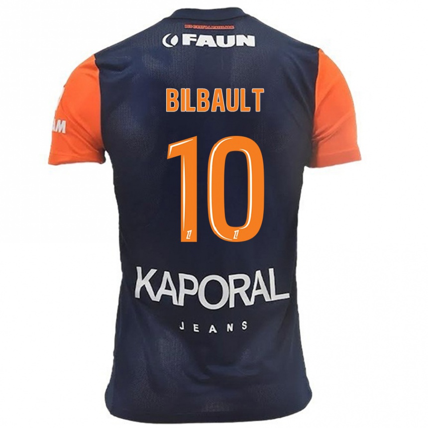 Niño Fútbol Camiseta Charlotte Bilbault #10 Azul Marino Naranja 1ª Equipación 2024/25 México