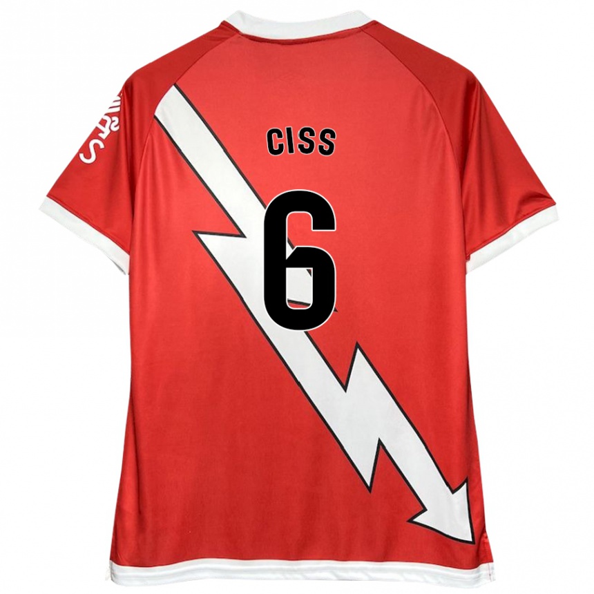 Niño Fútbol Camiseta Pathé Ciss #6 Blanco Rojo 1ª Equipación 2024/25 México