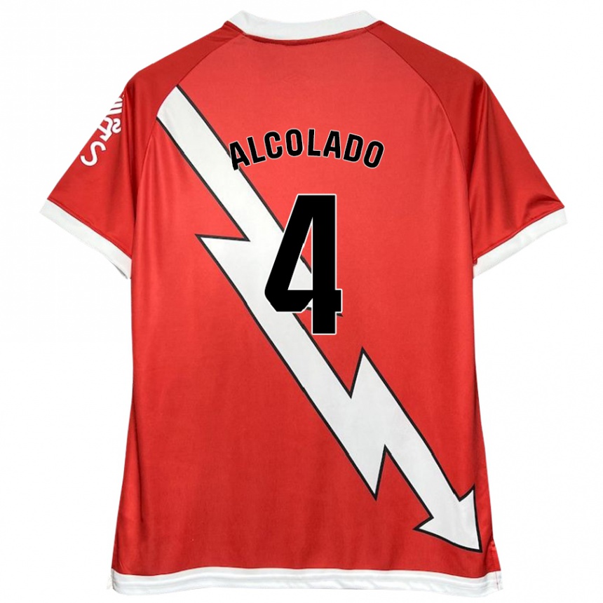 Niño Fútbol Camiseta Jaime Alcolado #4 Blanco Rojo 1ª Equipación 2024/25 México