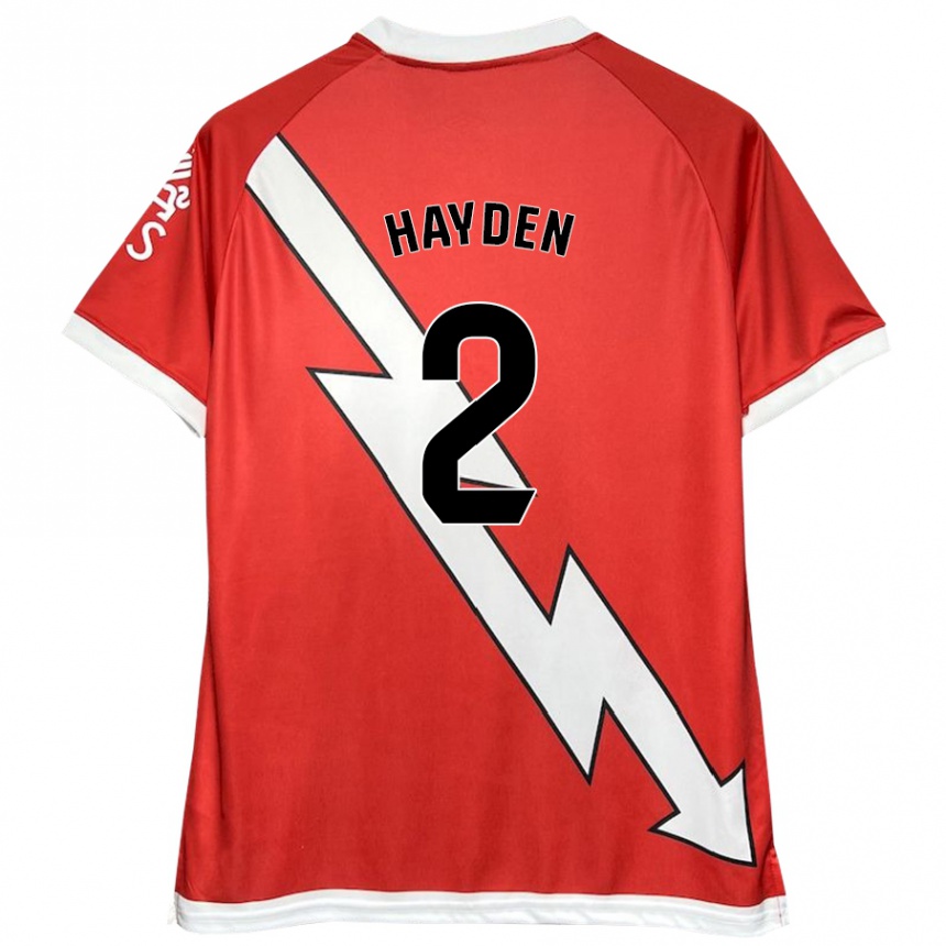 Niño Fútbol Camiseta Danielle Hayden #2 Blanco Rojo 1ª Equipación 2024/25 México