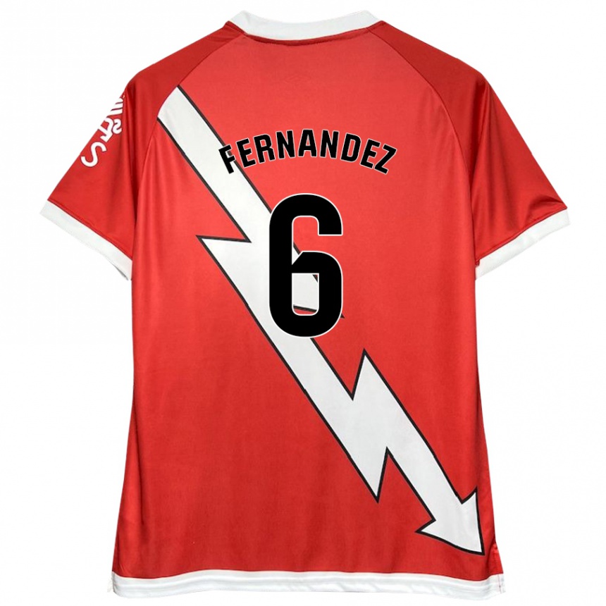 Niño Fútbol Camiseta Paula Fernández #6 Blanco Rojo 1ª Equipación 2024/25 México