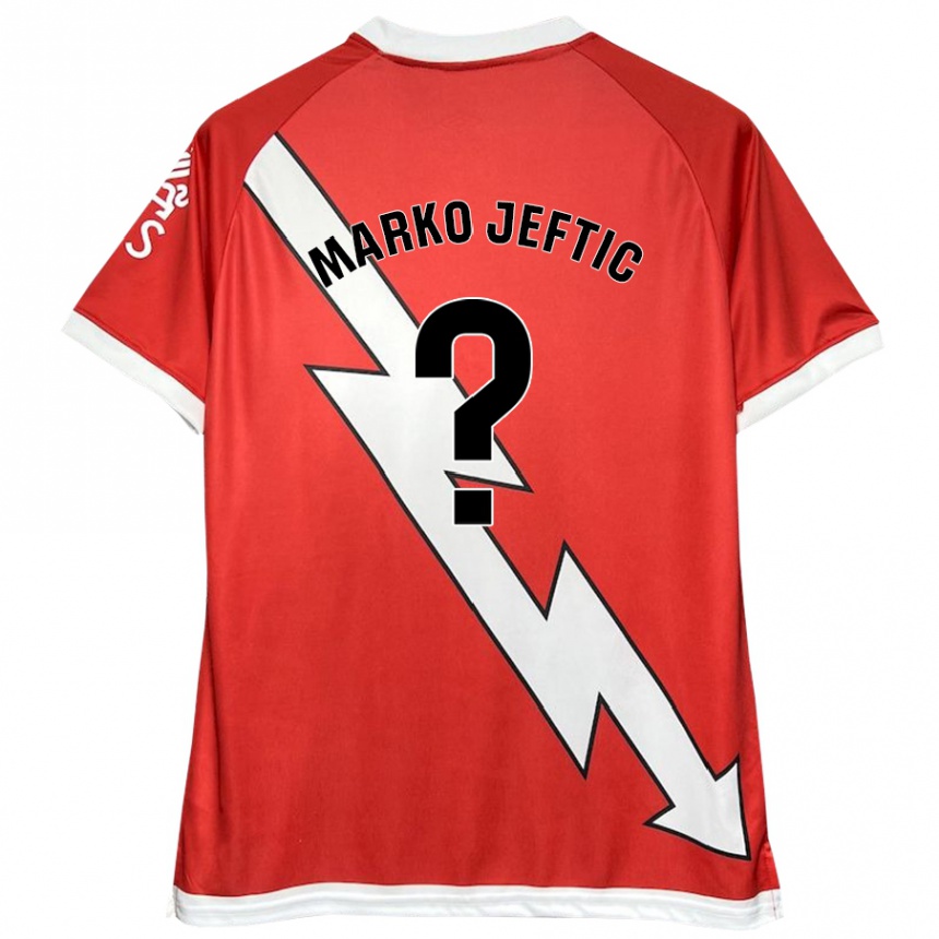 Niño Fútbol Camiseta Marko Jeftic #0 Blanco Rojo 1ª Equipación 2024/25 México