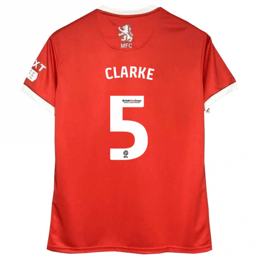 Niño Fútbol Camiseta Matt Clarke #5 Rojo Blanco 1ª Equipación 2024/25 México