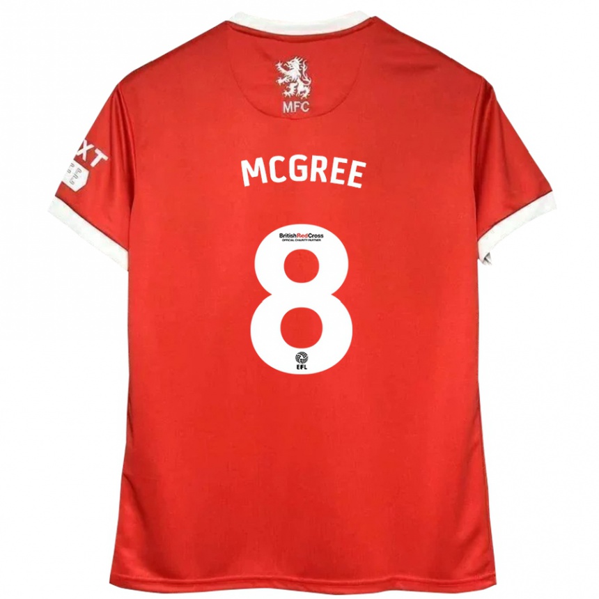 Niño Fútbol Camiseta Riley Mcgree #8 Rojo Blanco 1ª Equipación 2024/25 México