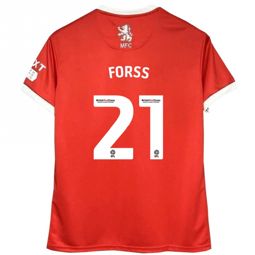 Niño Fútbol Camiseta Marcus Forss #21 Rojo Blanco 1ª Equipación 2024/25 México