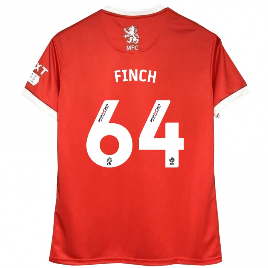 Niño Fútbol Camiseta Sonny Finch #64 Rojo Blanco 1ª Equipación 2024/25 México