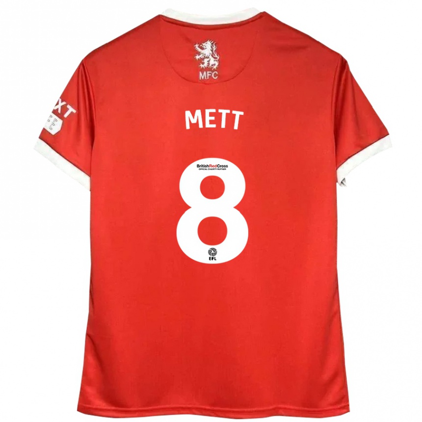 Niño Fútbol Camiseta Jessica Mett #8 Rojo Blanco 1ª Equipación 2024/25 México