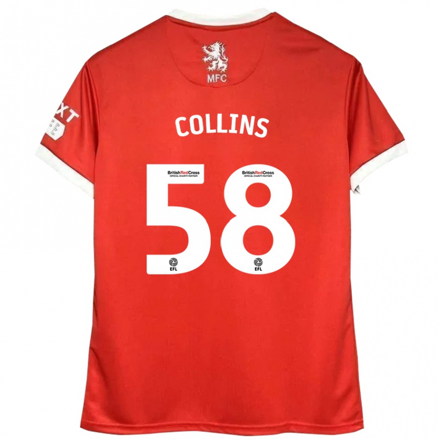 Niño Fútbol Camiseta Sam Collins #58 Rojo Blanco 1ª Equipación 2024/25 México