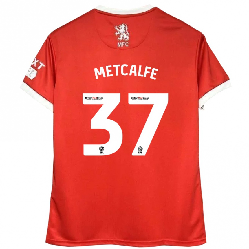 Niño Fútbol Camiseta Max Metcalfe #37 Rojo Blanco 1ª Equipación 2024/25 México