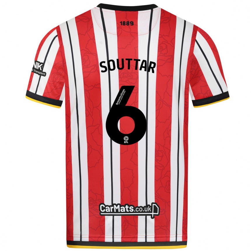 Niño Fútbol Camiseta Harry Souttar #6 Rojo Blanco Rayas 1ª Equipación 2024/25 México