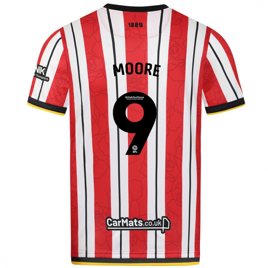 Niño Fútbol Camiseta Kieffer Moore #9 Rojo Blanco Rayas 1ª Equipación 2024/25 México