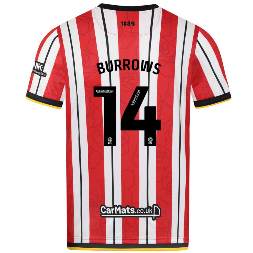 Niño Fútbol Camiseta Harrison Burrows #14 Rojo Blanco Rayas 1ª Equipación 2024/25 México