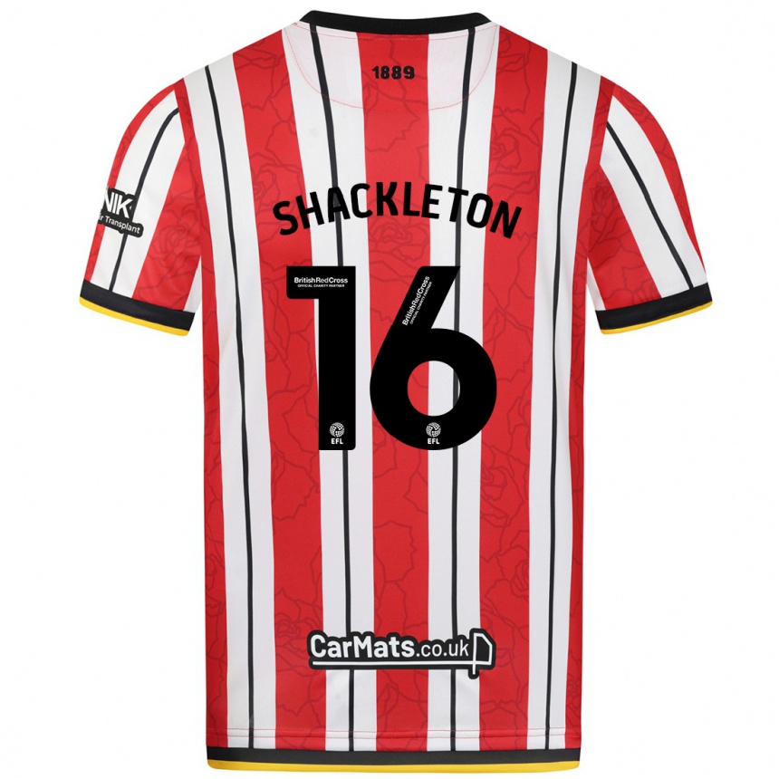 Niño Fútbol Camiseta Jamie Shackleton #16 Rojo Blanco Rayas 1ª Equipación 2024/25 México