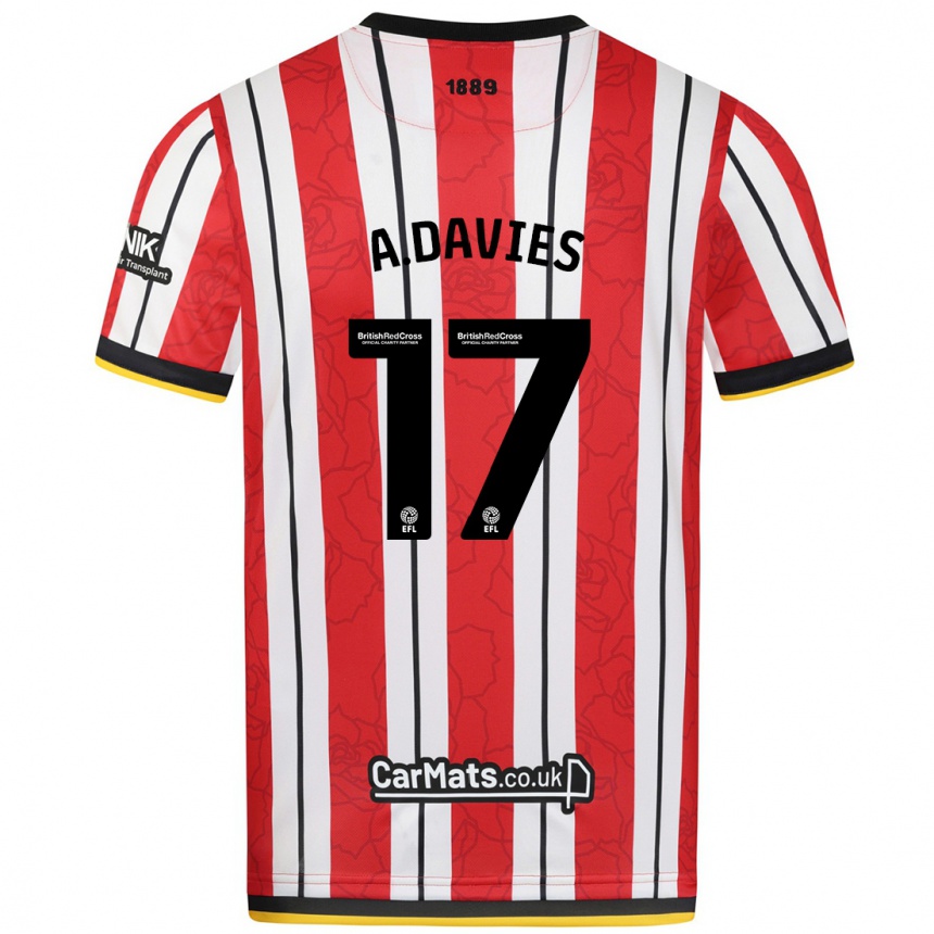 Niño Fútbol Camiseta Adam Davies #17 Rojo Blanco Rayas 1ª Equipación 2024/25 México