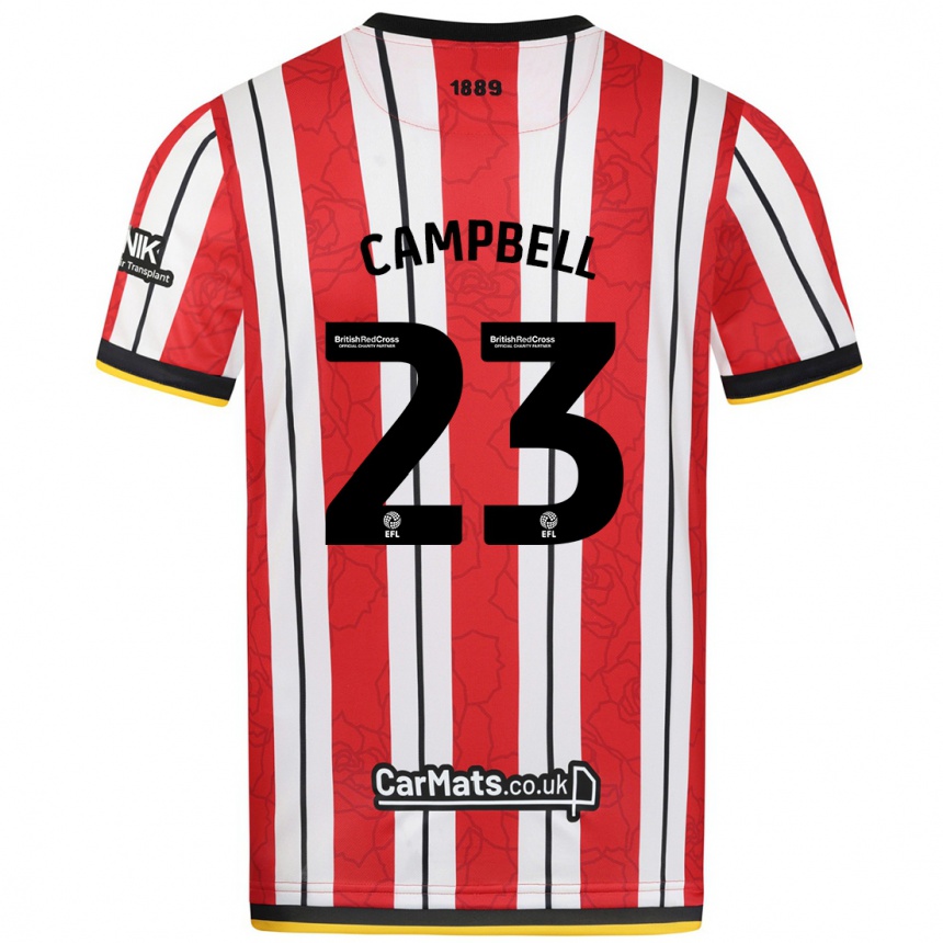 Niño Fútbol Camiseta Tyrese Campbell #23 Rojo Blanco Rayas 1ª Equipación 2024/25 México