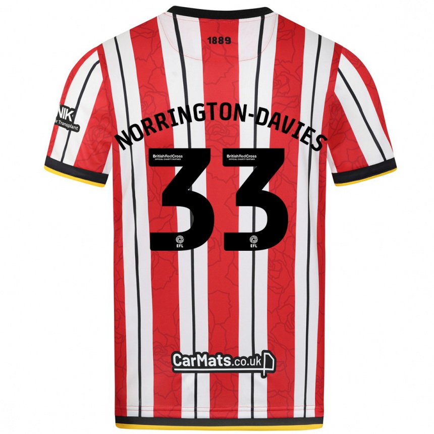 Niño Fútbol Camiseta Rhys Norrington-Davies #33 Rojo Blanco Rayas 1ª Equipación 2024/25 México