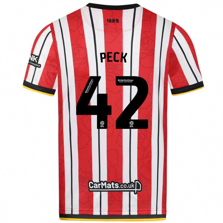 Niño Fútbol Camiseta Sydie Peck #42 Rojo Blanco Rayas 1ª Equipación 2024/25 México