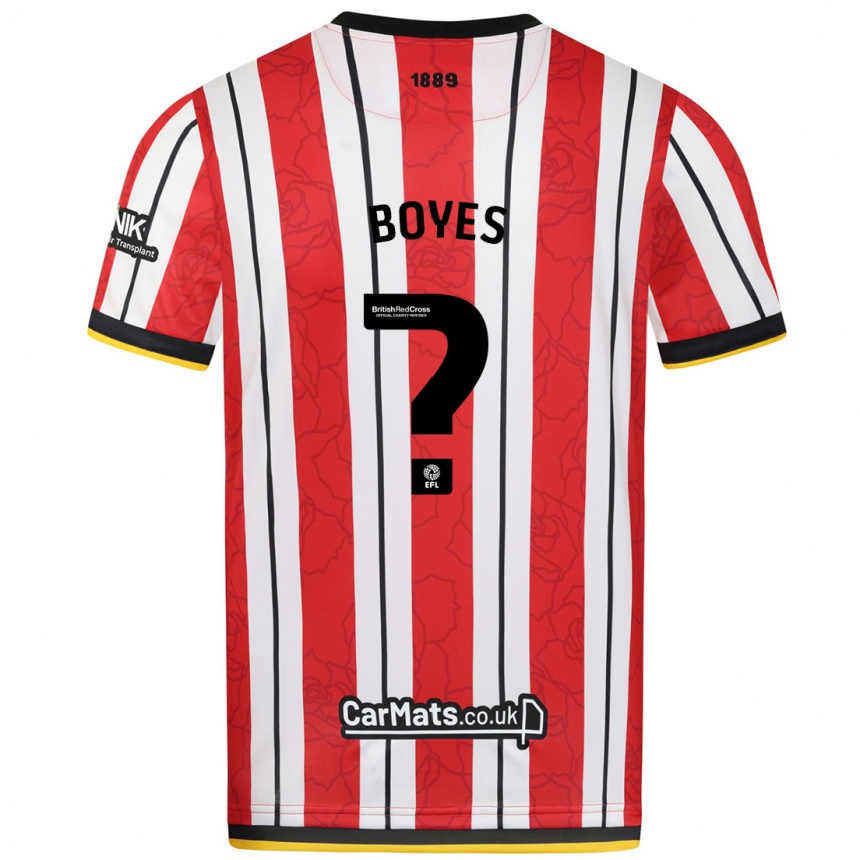 Niño Fútbol Camiseta Harry Boyes #0 Rojo Blanco Rayas 1ª Equipación 2024/25 México