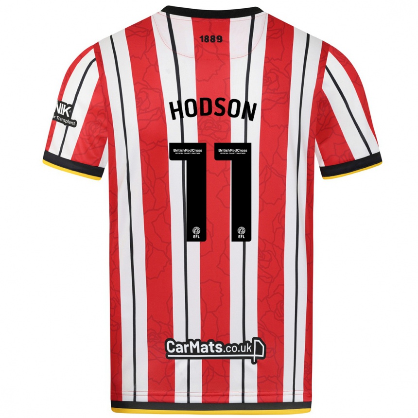 Niño Fútbol Camiseta Ashley Hodson #11 Rojo Blanco Rayas 1ª Equipación 2024/25 México