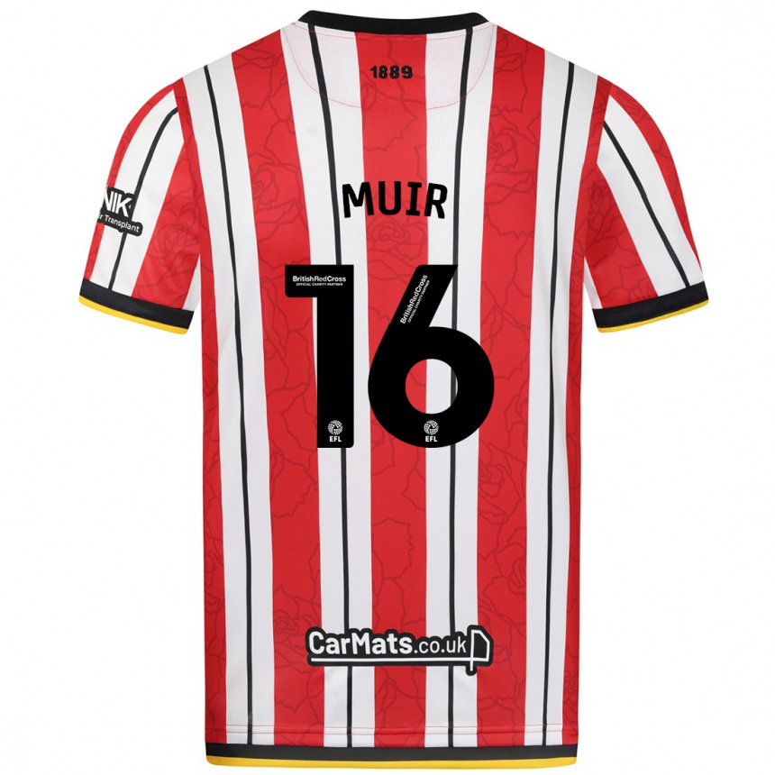 Niño Fútbol Camiseta Chene Muir #16 Rojo Blanco Rayas 1ª Equipación 2024/25 México