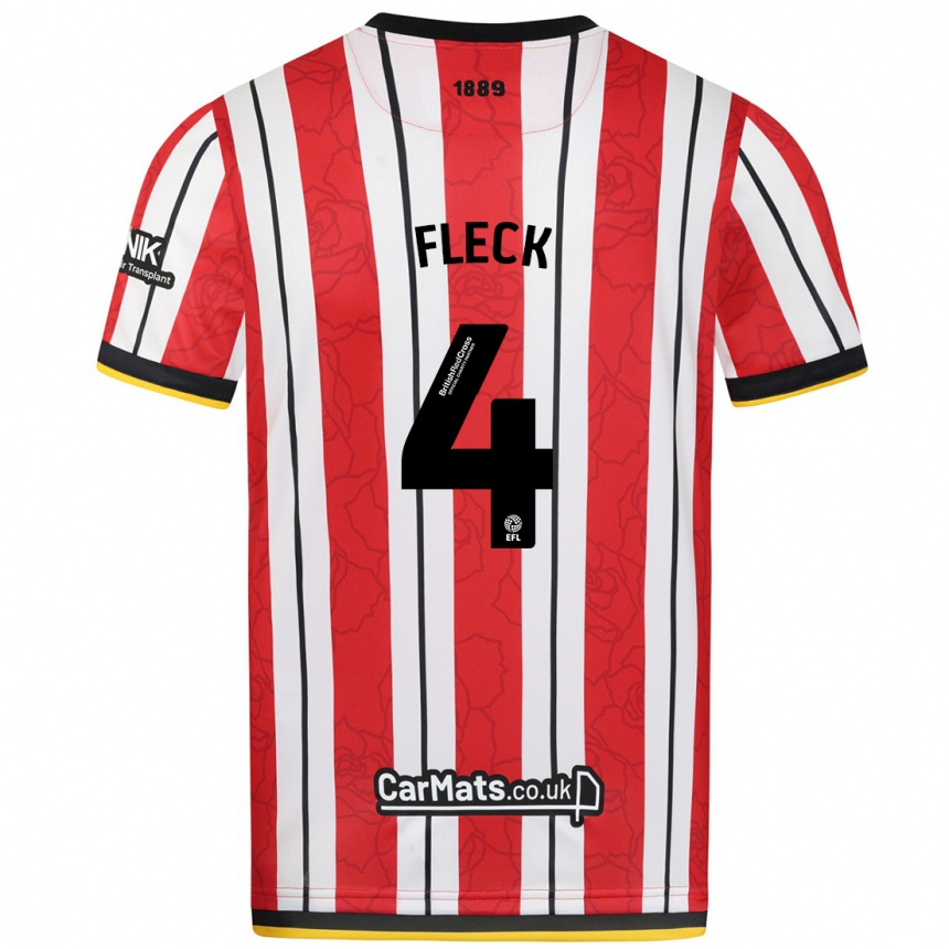 Niño Fútbol Camiseta John Fleck #4 Rojo Blanco Rayas 1ª Equipación 2024/25 México