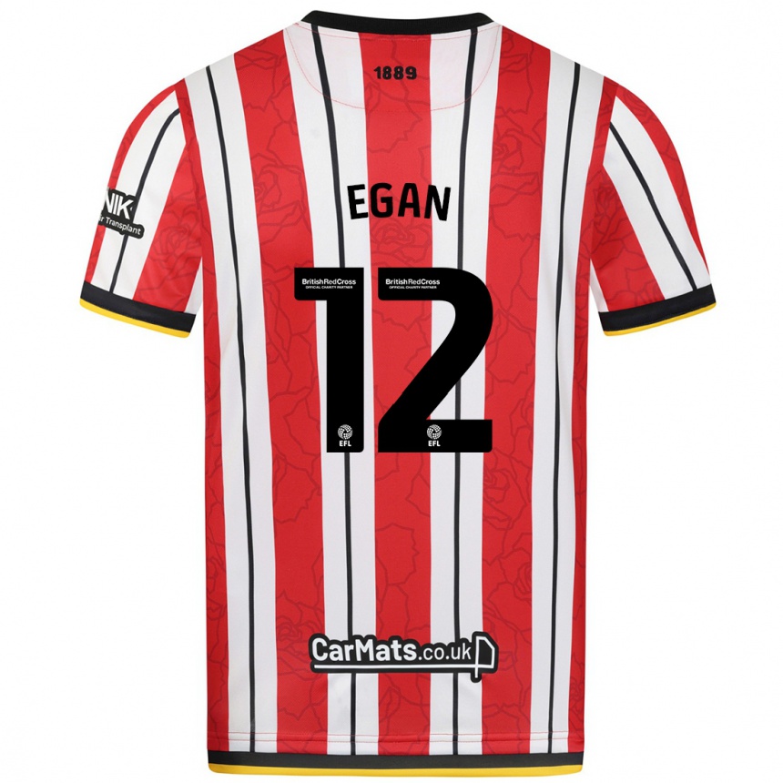 Niño Fútbol Camiseta John Egan #12 Rojo Blanco Rayas 1ª Equipación 2024/25 México